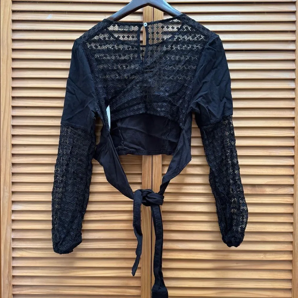 Free People Black Lace Blouse size medium